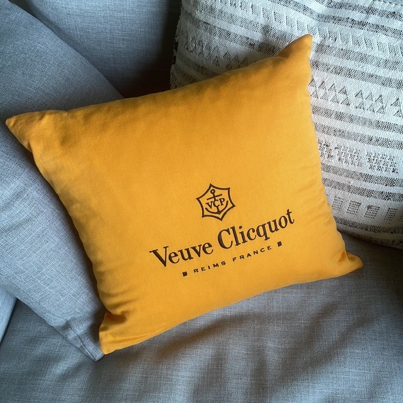 Veuve Clicquot Embroidered Bright Bold Orange Cushion, 38cm x 38cm Square - Picture 14 of 15